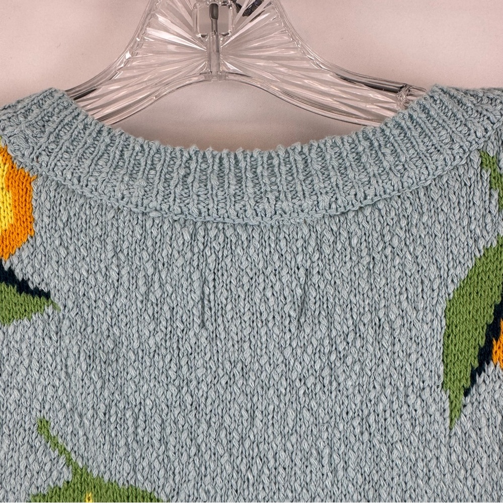 Maeve Anthropologie Lemon Knit Sweater‎ Vest Blue Yellow Sleeveless Size Small - Picture 11 of 11